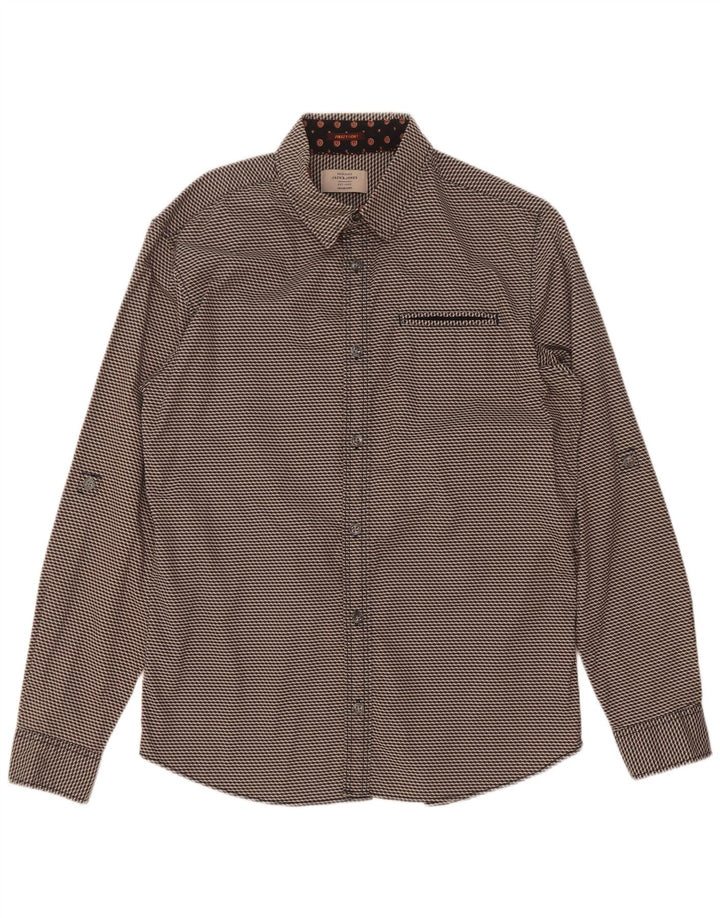 Jack & Jones Mens Shirt Large Grey Geometric Cotton