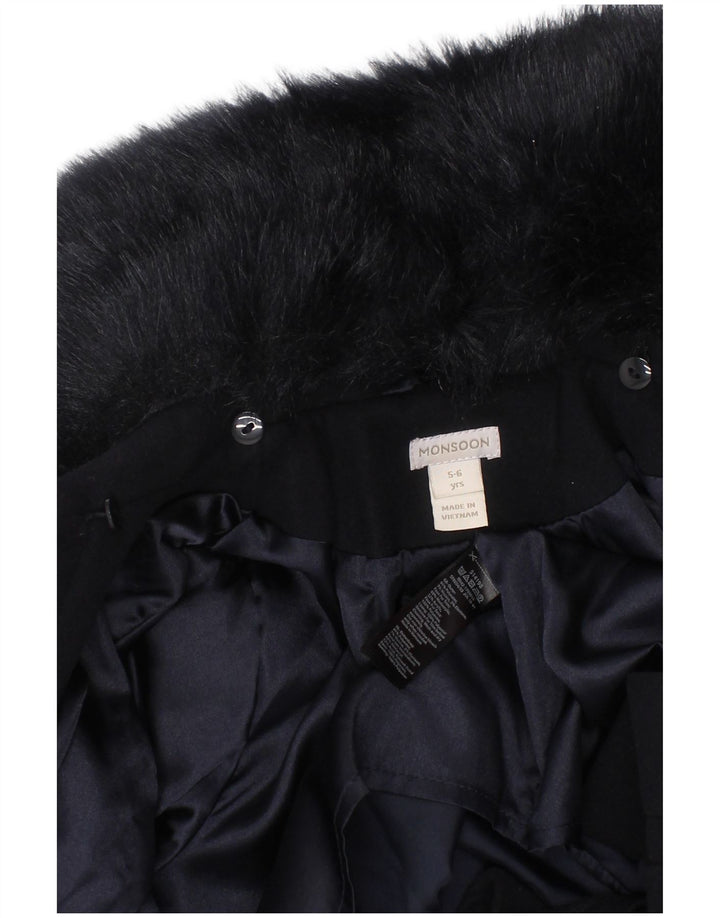Monsoon Girls Overcoat 5-6 Years Navy Blue Polyester