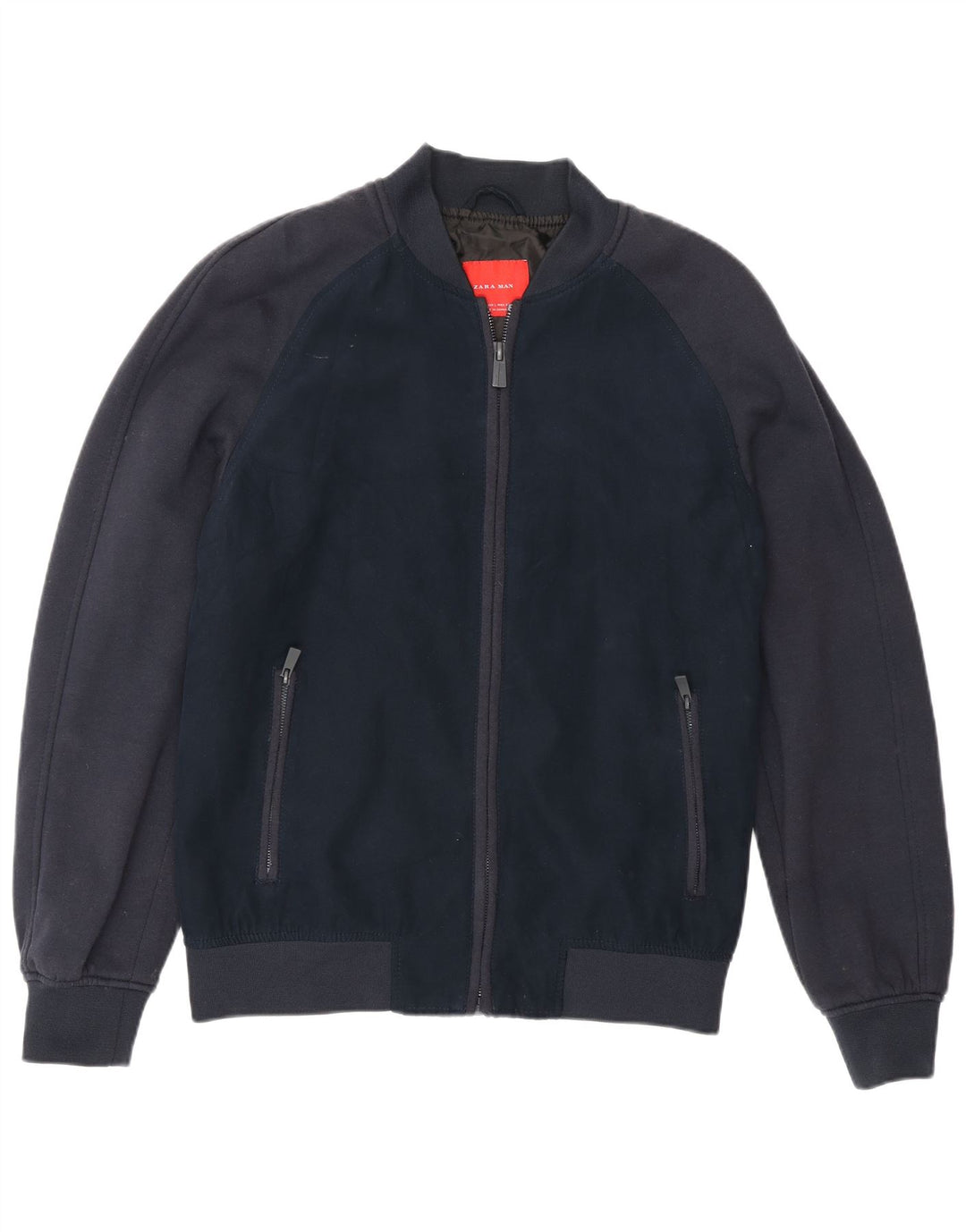 Zara Mens Bomber Jacket UK 40 Large Navy Blue