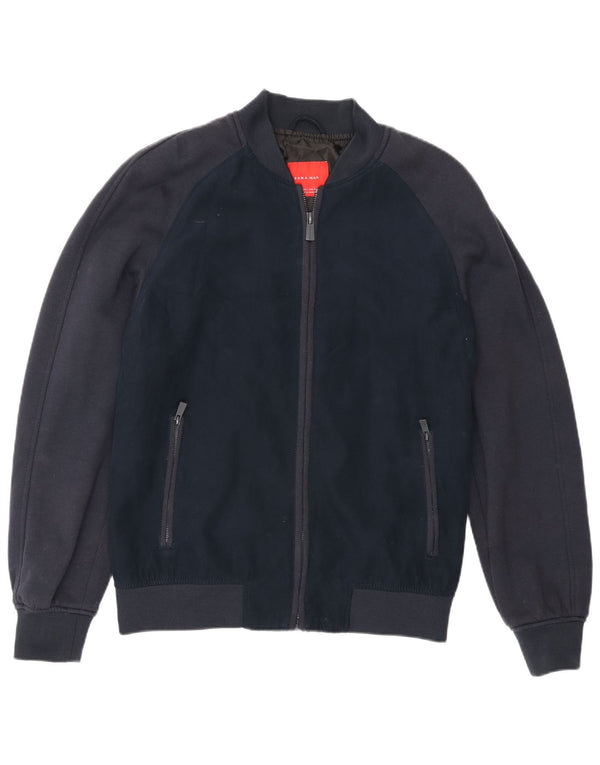 Zara Mens Bomber Jacket UK 40 Large Navy Blue