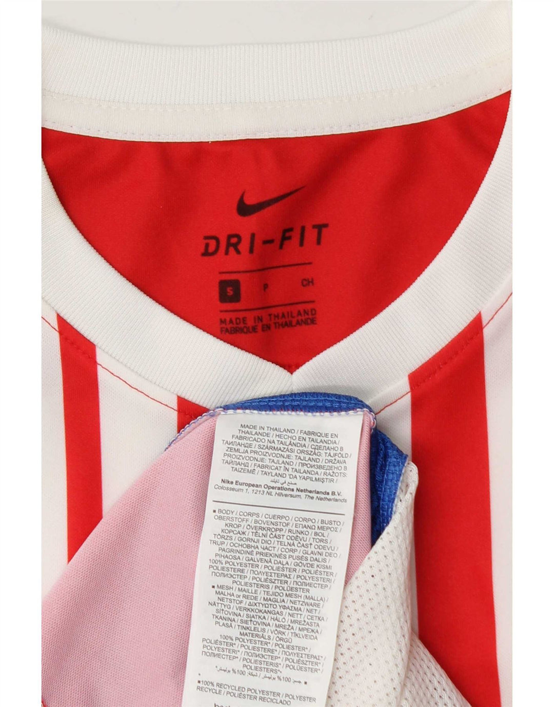 Nike Mens Dri Fit T-Shirt Top Small Red Striped Polyester