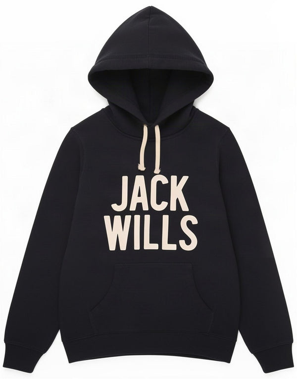 Jack Wills Womens Graphic Oversized Hoodie Jumper UK 10 Small Navy Blue
