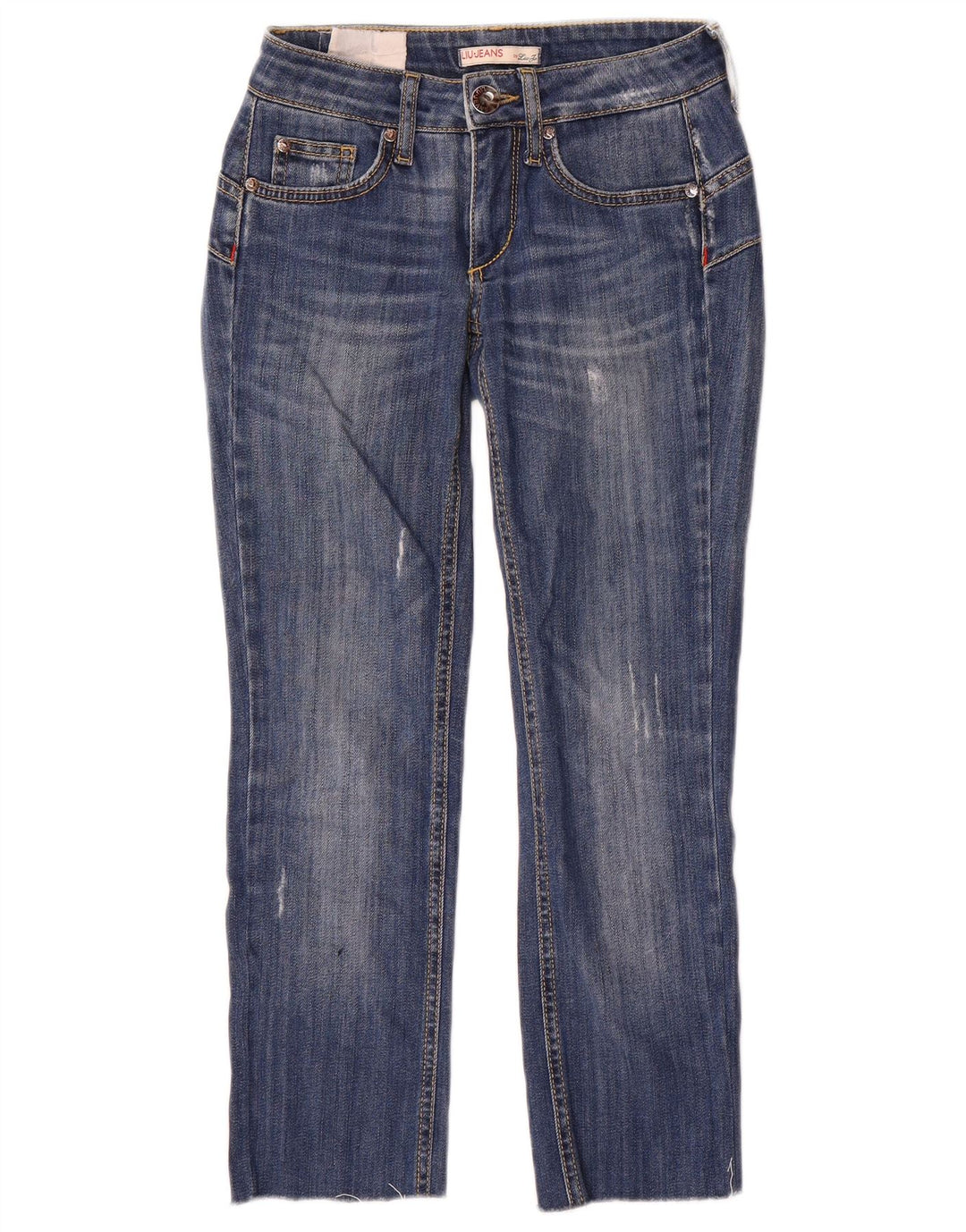 Liu Jo Womens Distressed Cropped Jeans W24 L24 Blue