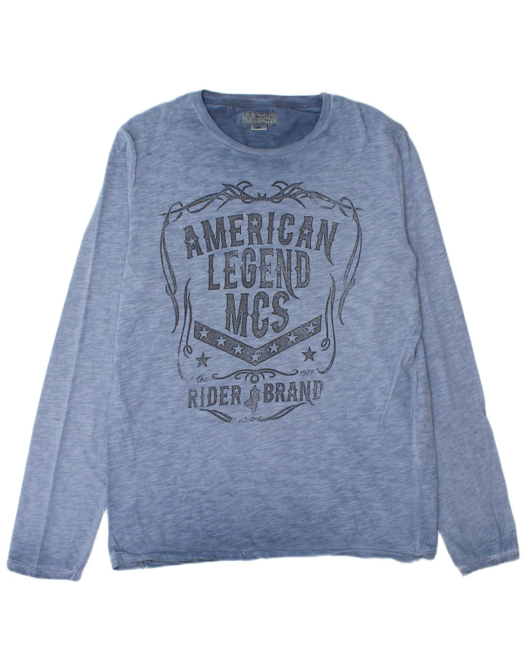 Marlboro Classics Mens Graphic Top Long Sleeve Large Blue