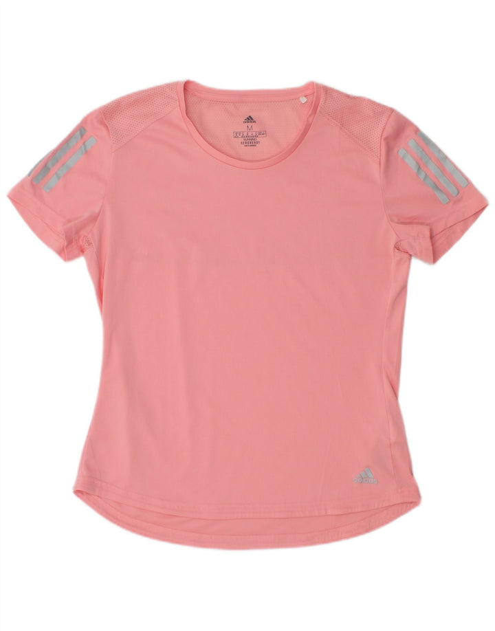 Adidas Womens Aeroready T-Shirt Top UK 12/14 Medium Pink Polyester