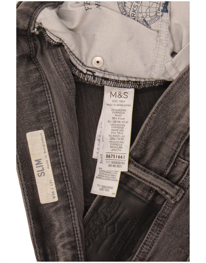 Marks & Spencer Mens Slim Jeans W36 L31 Grey Cotton