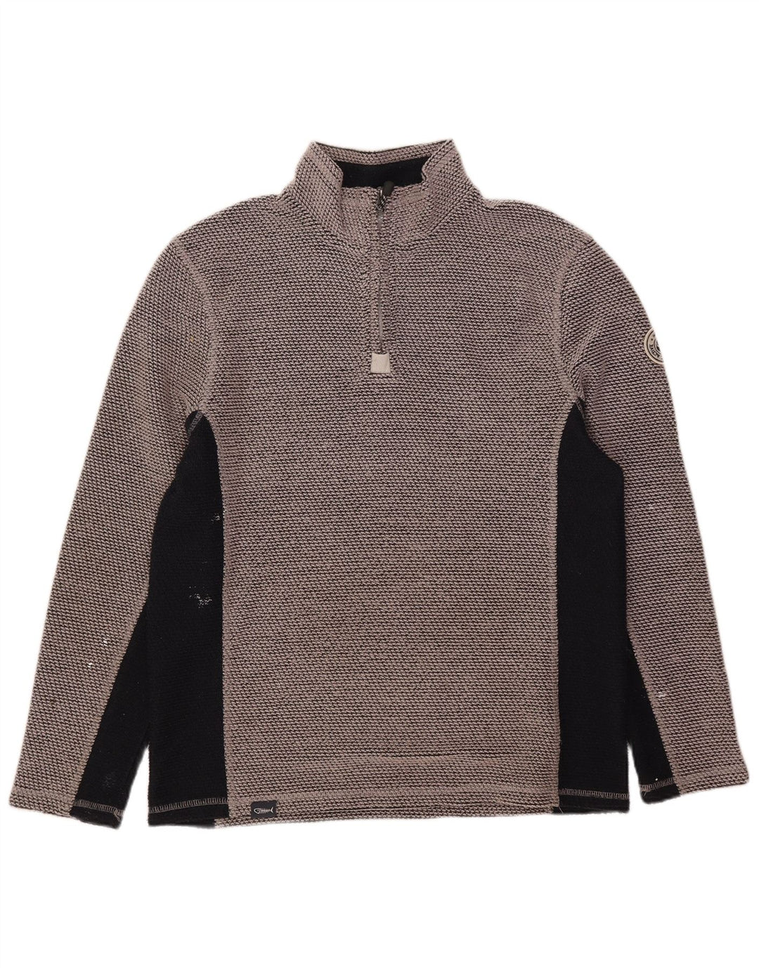 Weird Fish Mens Graphic Zip Neck Sweatshirt Jumper Medium Grey Colourblock