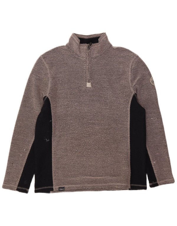 Weird Fish Mens Graphic Zip Neck Sweatshirt Jumper Medium Grey Colourblock