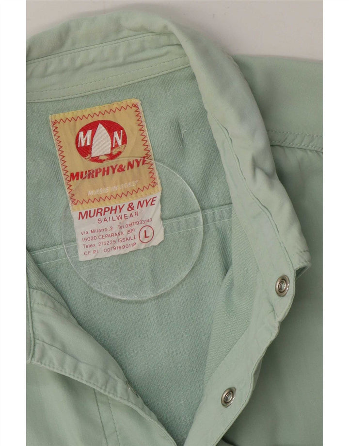 Murphy & Nye Mens Shirt Large Green Cotton