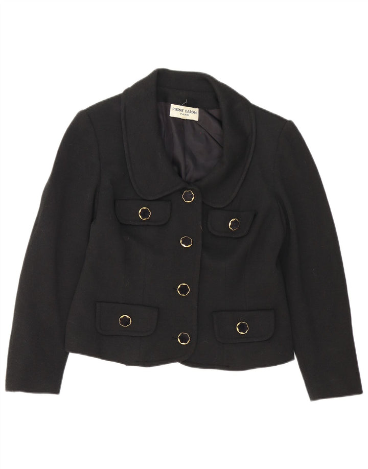 Pierre Cardin Womens 4 Button Blazer Jacket IT 46 Large Black Wool