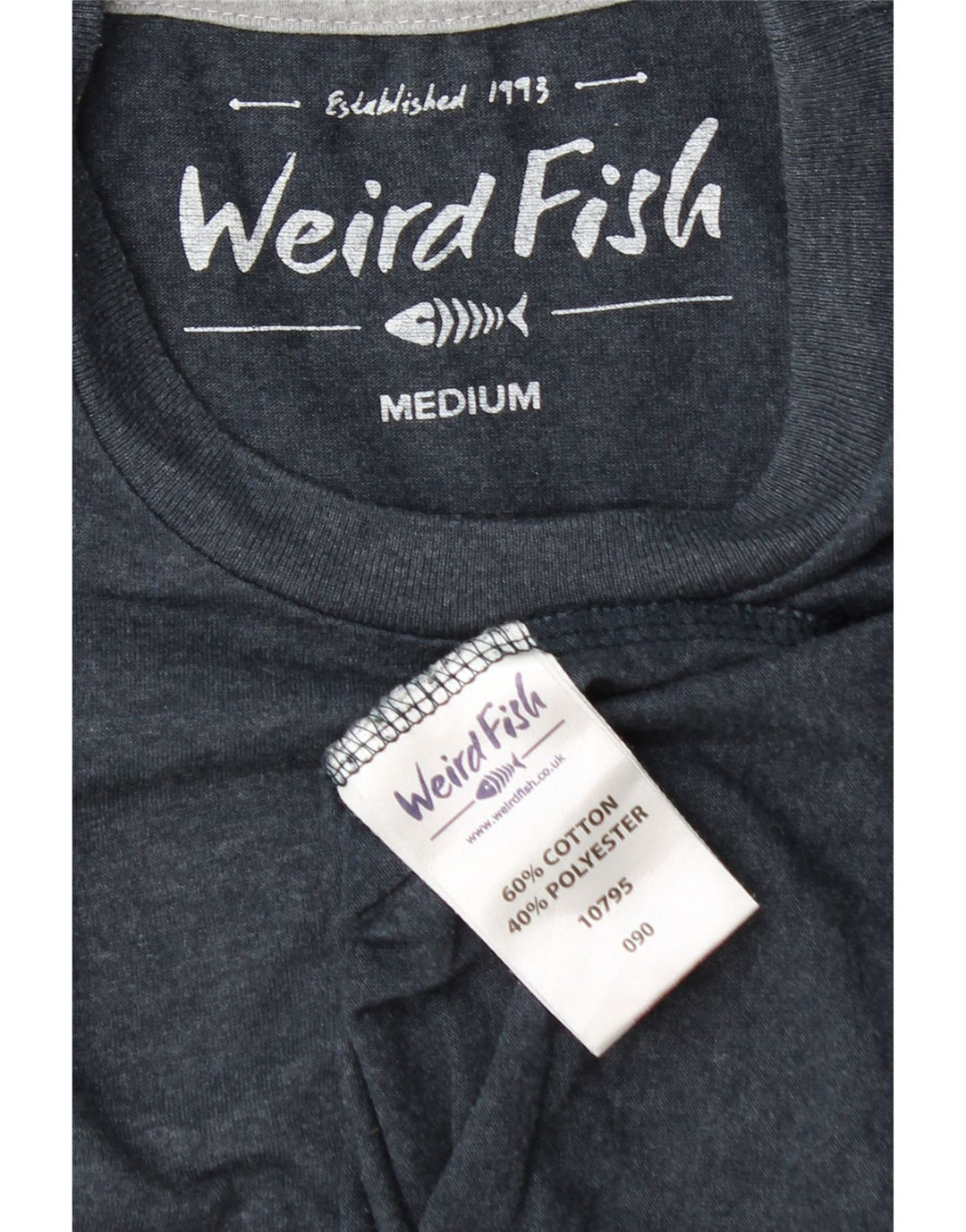 Weird Fish Mens T-Shirt Top Medium Navy Blue Cotton