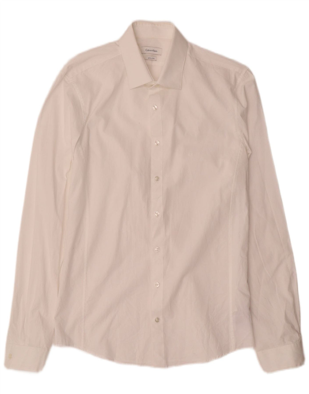 Calvin Klein Mens Extra Slim Fit Shirt Size 39 15 1/2 Medium White Cotton