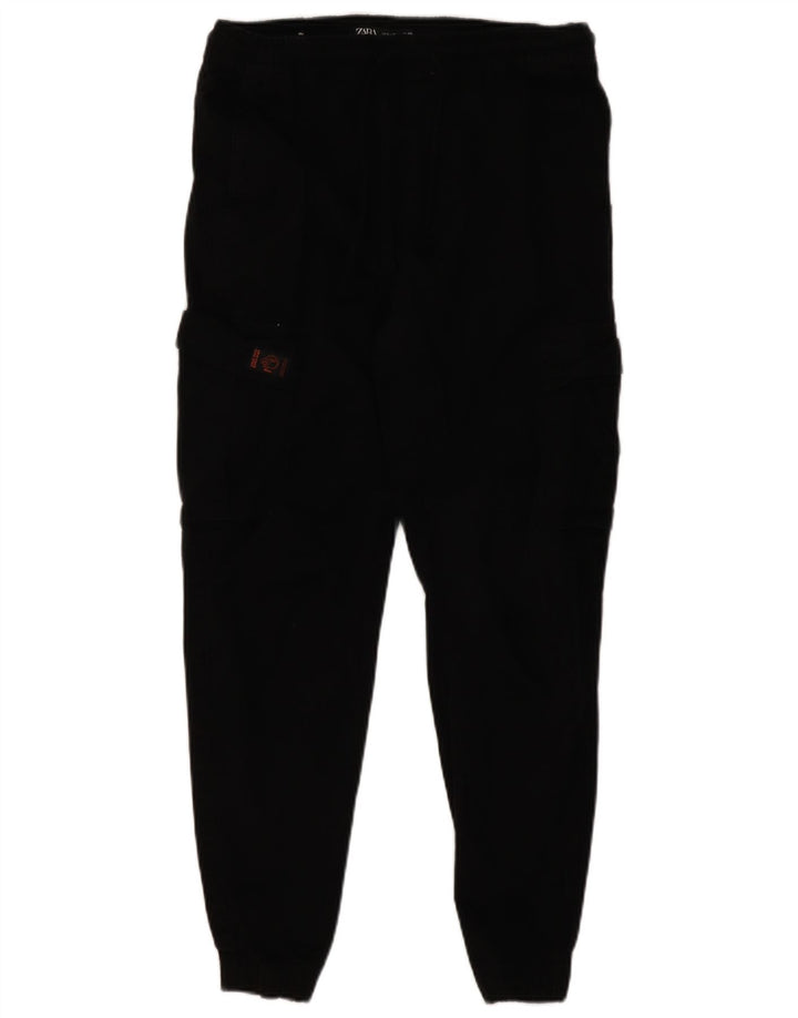 Zara Mens Joggers Cargo Trousers Medium W30 L27 Black Cotton