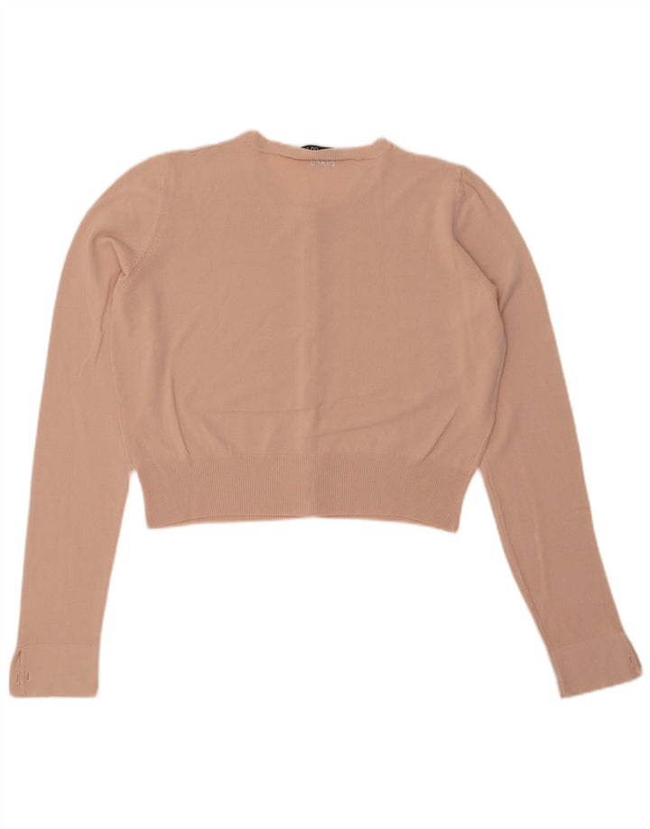 LIU JO Womens Crop Cardigan Sweater UK 14 Medium Beige