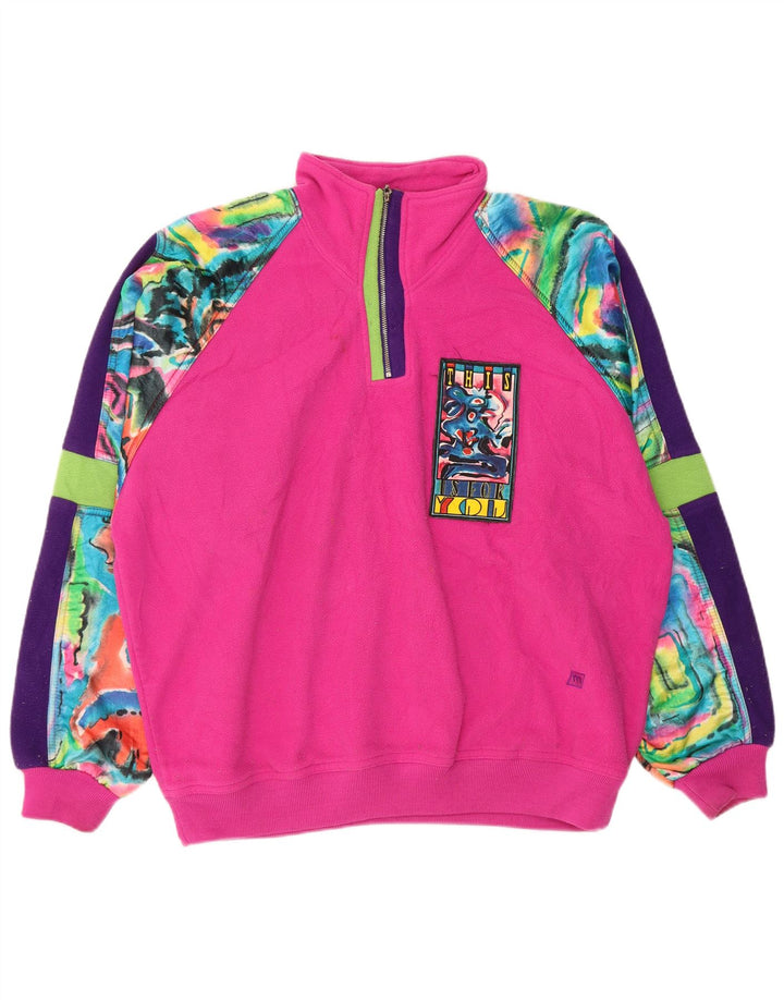 MASER M Womens Oversized Graphic Fleece Jumper EU 40 Medium Pink