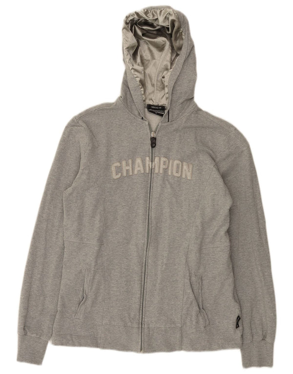 Champion Womens Heritage Graphic Zip Hoodie Sweater UK 18 XL Grey