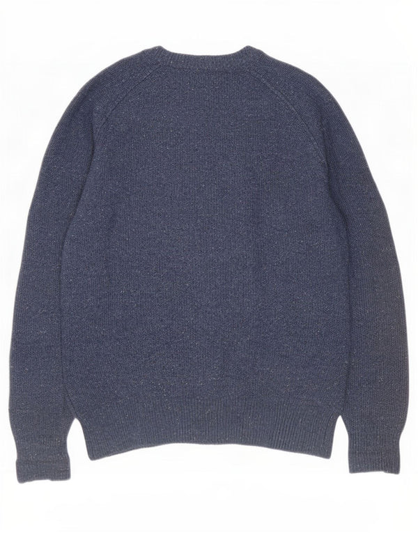 Gap Mens Crew Neck Jumper Sweater Medium Navy Blue Flecked Wool