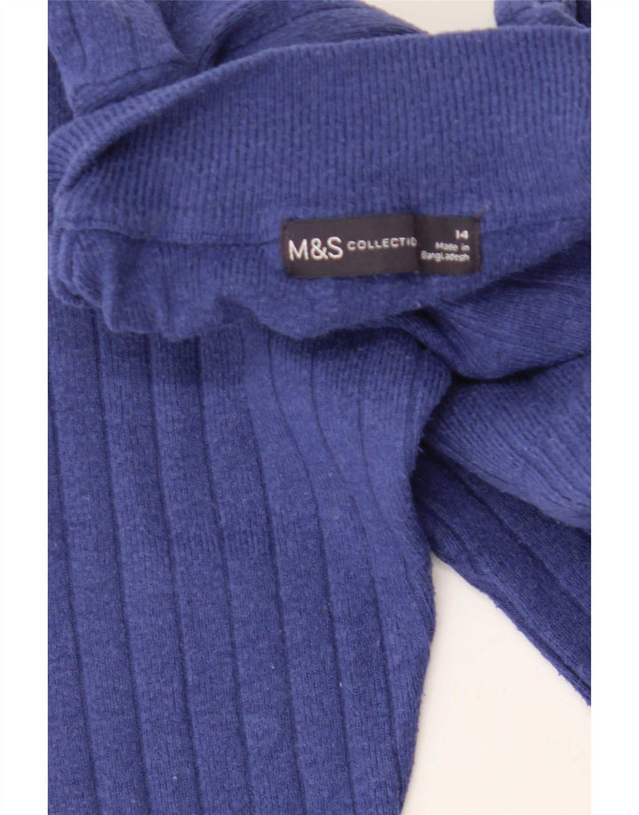 Marks & Spencer Womens Turtle Neck Jumper Sweater UK 14 Medium Blue