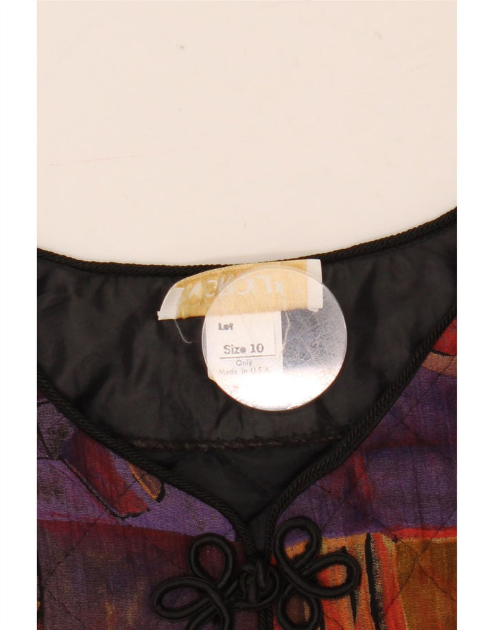 VINTAGE Womens Crop Blazer Jacket US 10 Large Multicoloured Geometric