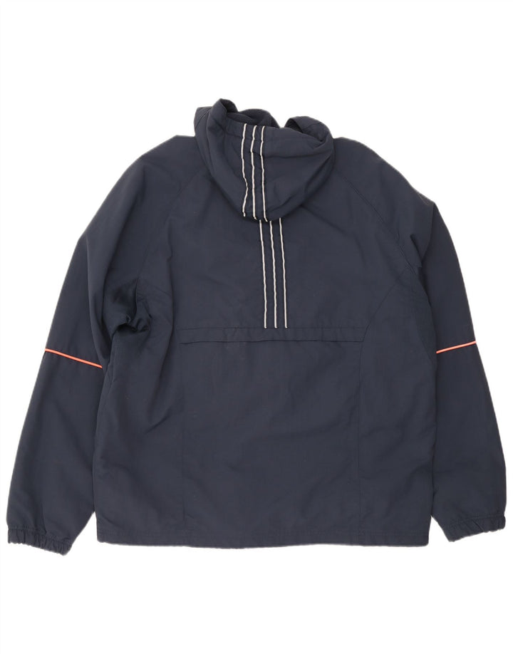 Adidas Mens Hooded Anorak Jacket UK 42/44 Large Navy Blue Polyester