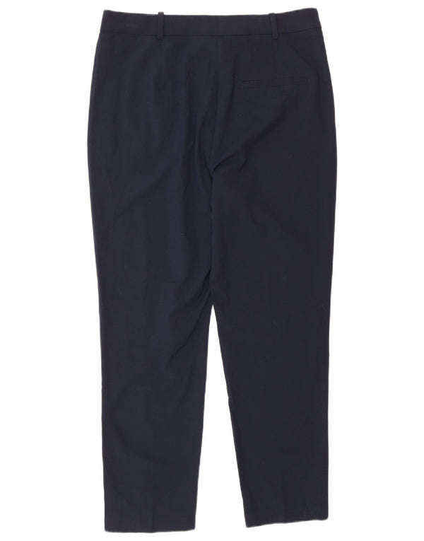 Marks & Spencer Womens High Waist Casual Trousers UK 12 Medium W30 L26 Navy