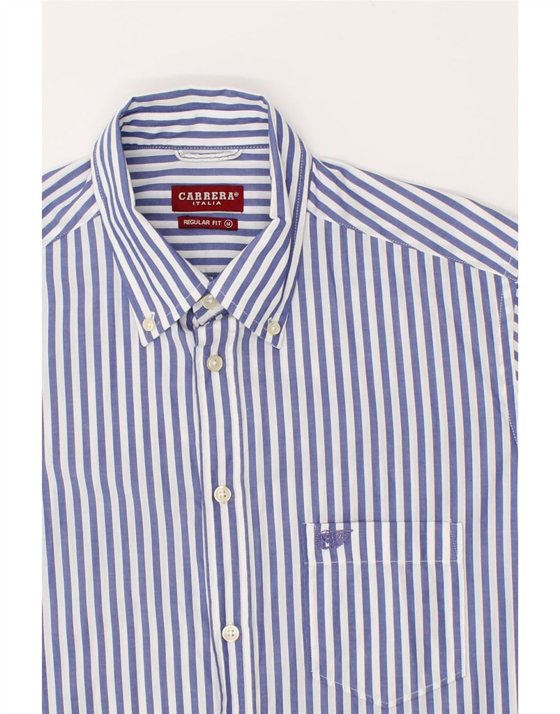 CARRERA Mens Regular Fit Short Sleeve Shirt Medium Blue Striped | Vintage Carrera | Thrift | Second-Hand Carrera | Used Clothing | Messina Hembry 