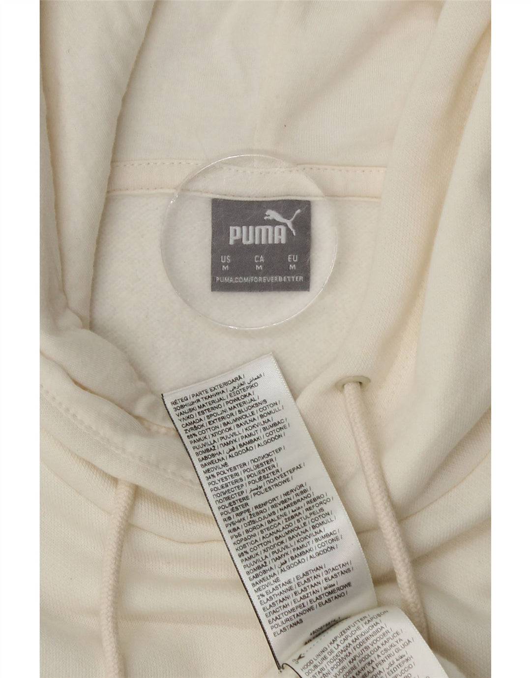 Puma Womens Hoodie Jumper UK 14 Medium White Cotton