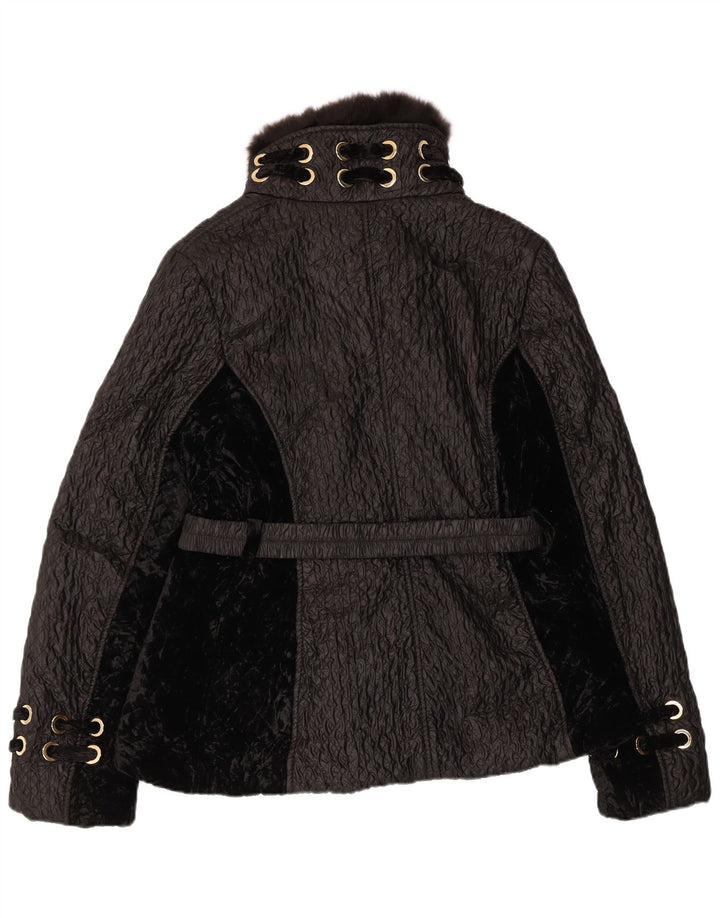 VINTAGE Womens Quilted Jacket IT 50 XL Black Viscose