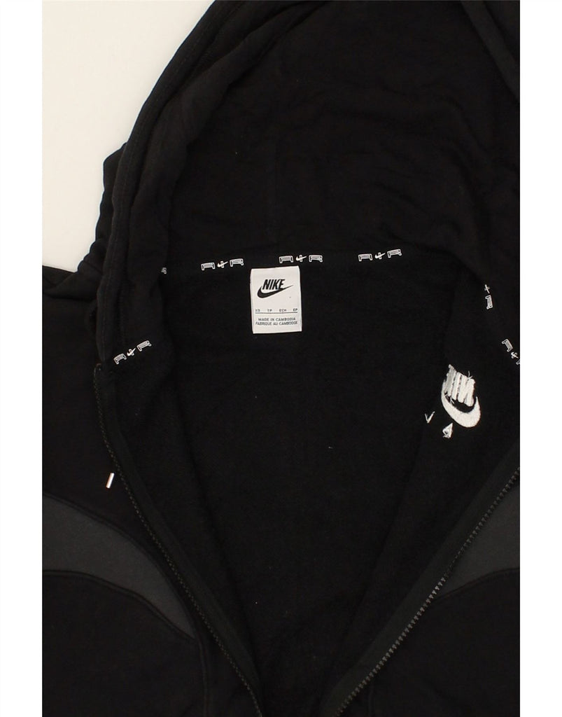 NIKE Womens Crop Zip Hoodie Sweater UK 6 XS Black Colourblock Cotton | Vintage Nike | Thrift | Second-Hand Nike | Used Clothing | Messina Hembry 