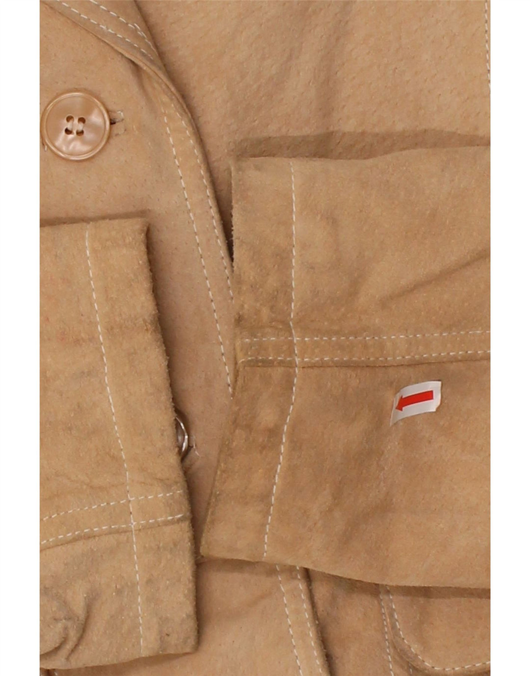 AUTHENTIC Womens Suede 2 Button Blazer Jacket UK 10 Small Beige Leather Vintage Authentic and Second-Hand Authentic from Messina Hembry 