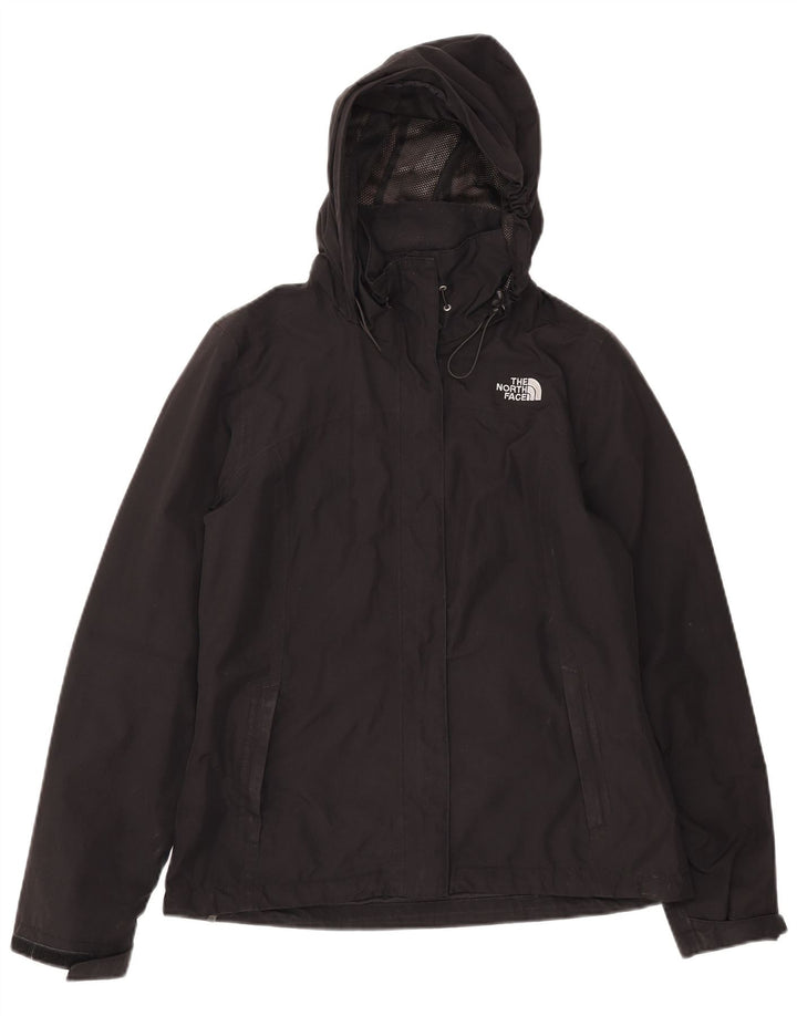 The North Face Womens Hooded Rain Jacket UK 14 Medium Black Polyester
