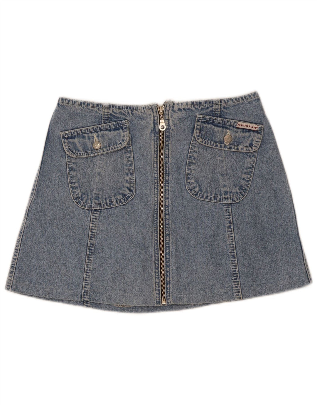 Vintage Womens Mini Denim Skirt W27 Small Blue Cotton