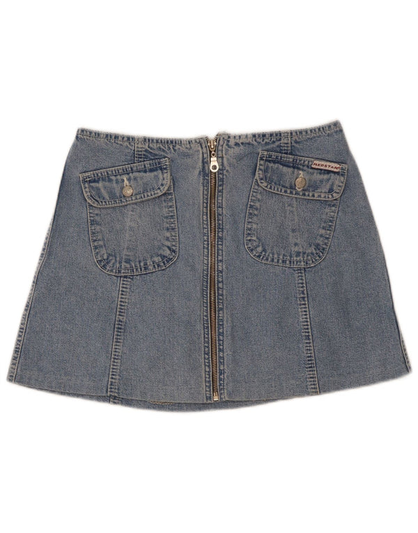 Vintage Womens Mini Denim Skirt W27 Small Blue Cotton