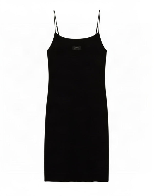 Zara Womens Mini Slip Dress UK 14 Large Black Cotton