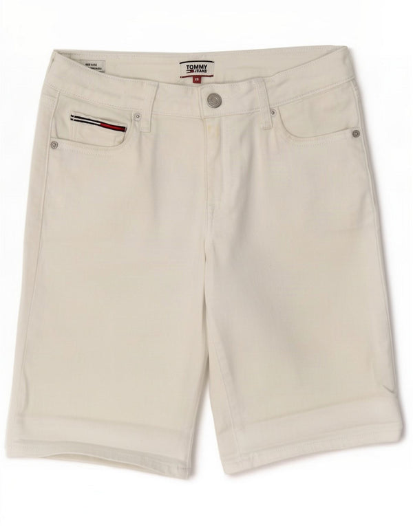 Tommy Hilfiger Womens Bermuda Mid Rise Denim Shorts Small W28 White Cotton