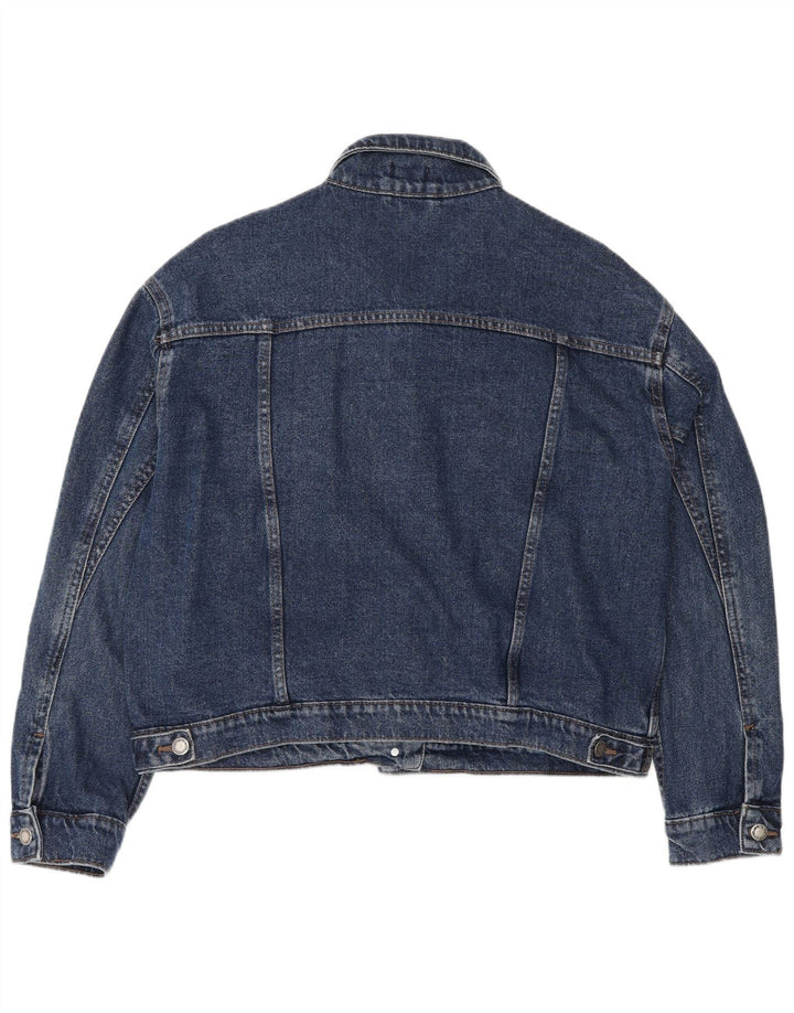 VINTAGE Womens Regular Fit Crop Denim Jacket UK 16 Large Blue