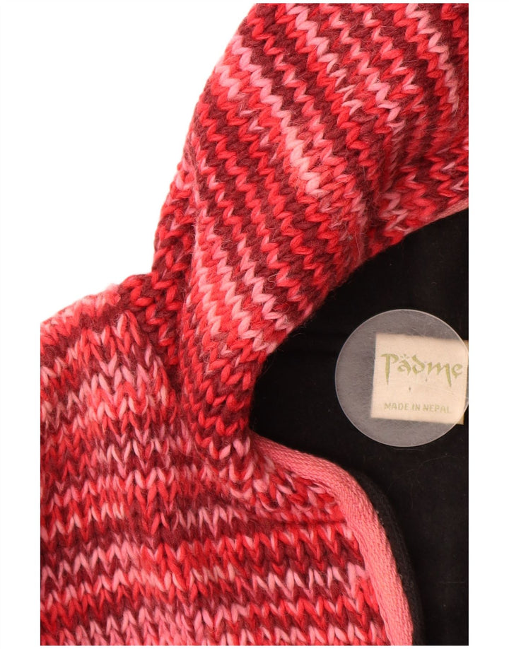 VINTAGE Womens Hooded Cardigan Sweater UK 16 Large Red Flecked Wool