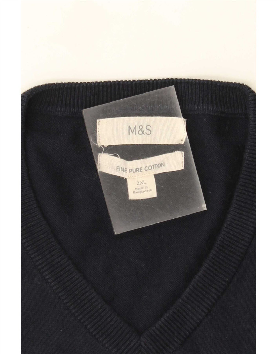 Marks & Spencer Mens V-Neck Jumper Sweater 2XL Navy Blue Cotton