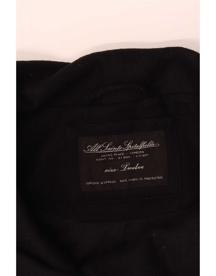 All Saints Womens Overcoat UK 12 Medium Black Wool