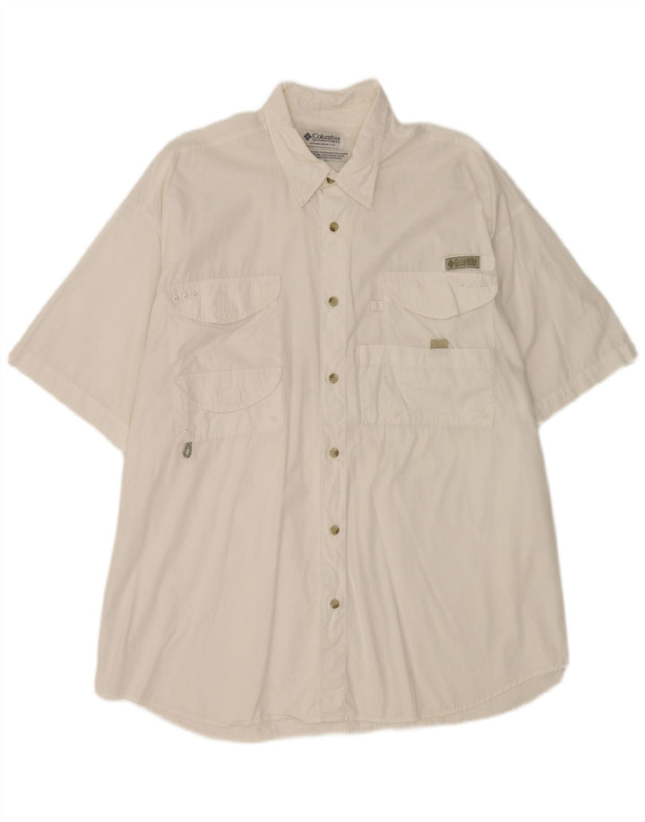 Columbia Mens Short Sleeve Shirt 2XL White Cotton
