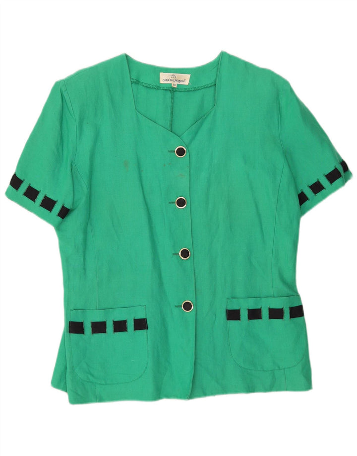 Carolina Pedrjoni Womens 4 Button Blazer Jacket IT 48 XL Green Colourblock