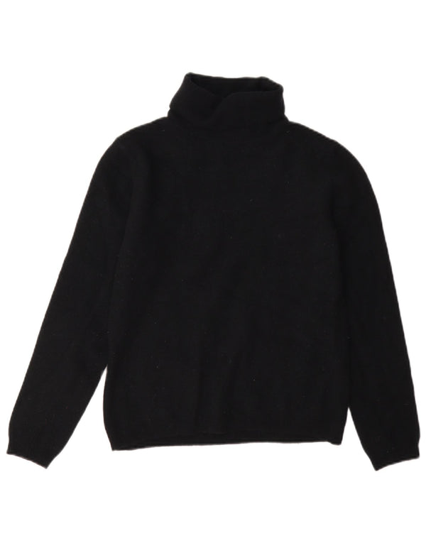 Benetton Womens Roll Neck Jumper Sweater UK 12 Medium Black Wool