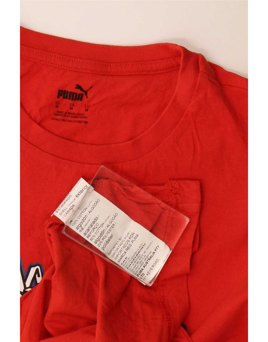 Puma Mens Graphic T-Shirt Top Medium Red Cotton