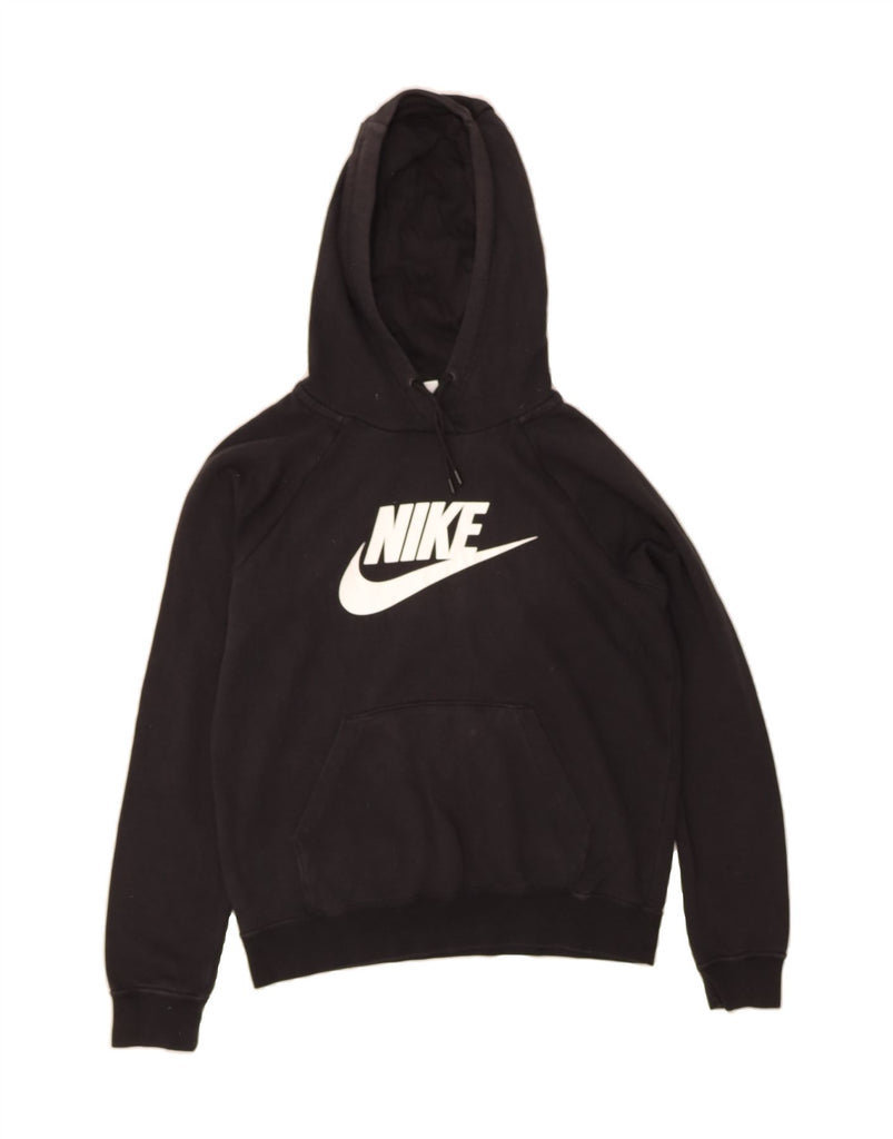 NIKE Womens Oversized Graphic Hoodie Jumper UK 10 Small Black Cotton Vintage Nike and Second-Hand Nike from Messina Hembry 