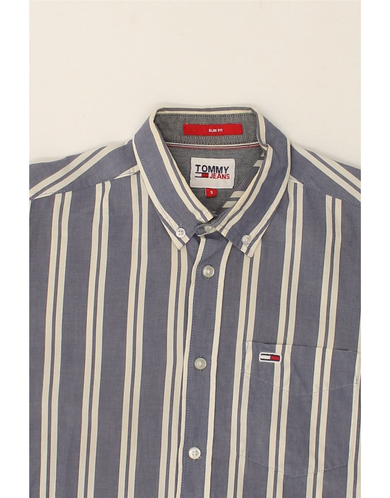 TOMMY HILFIGER Mens Slim Fit Shirt Small Blue Striped Cotton | Vintage Tommy Hilfiger | Thrift | Second-Hand Tommy Hilfiger | Used Clothing | Messina Hembry 