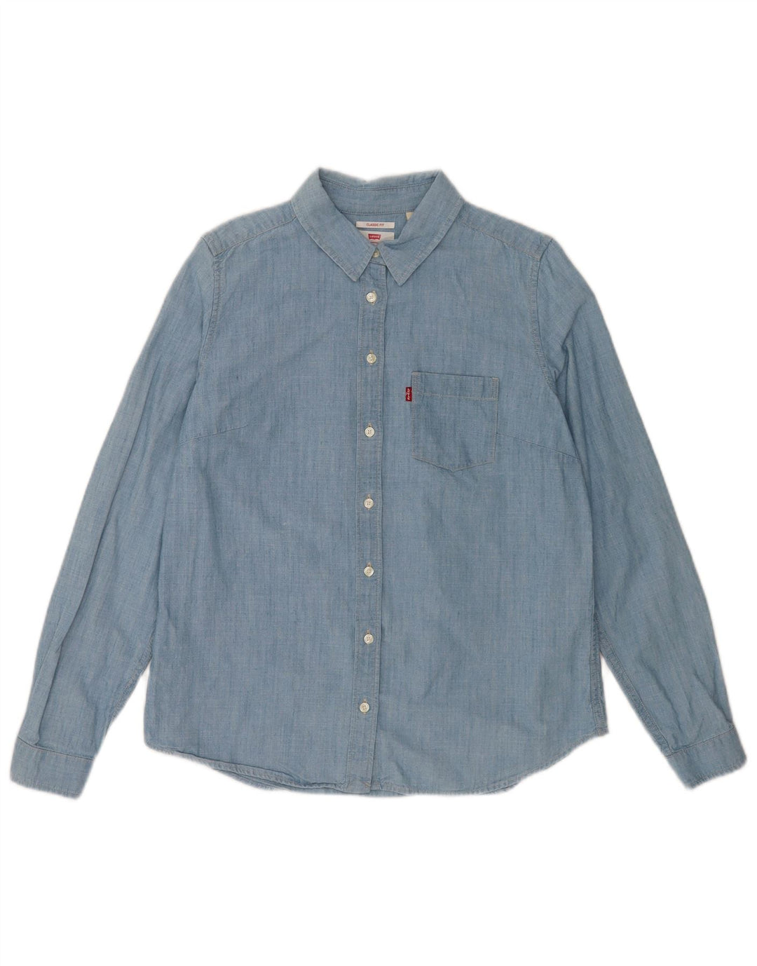 Levi's Womens Classic Fit Shirt UK 14 Medium Blue Cotton