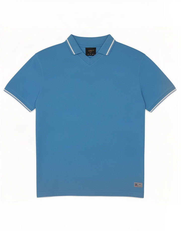 Lee Mens Polo Shirt Large Blue Cotton