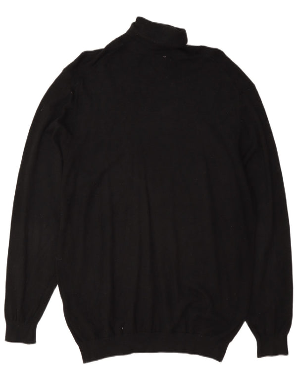 Zara Mens Roll Neck Jumper Sweater Large Black Viscose