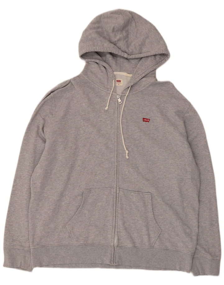 Levi's Mens Zip Hoodie Sweater XL Grey Flecked Cotton