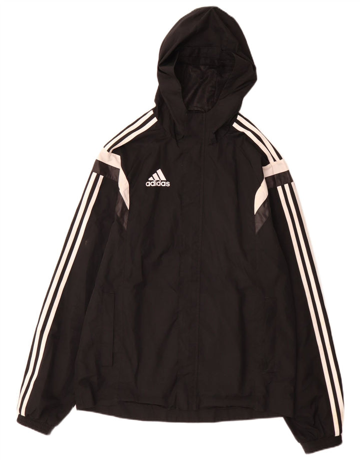 Adidas Mens Hooded Rain Jacket UK 36 Small Black Colourblock Polyester